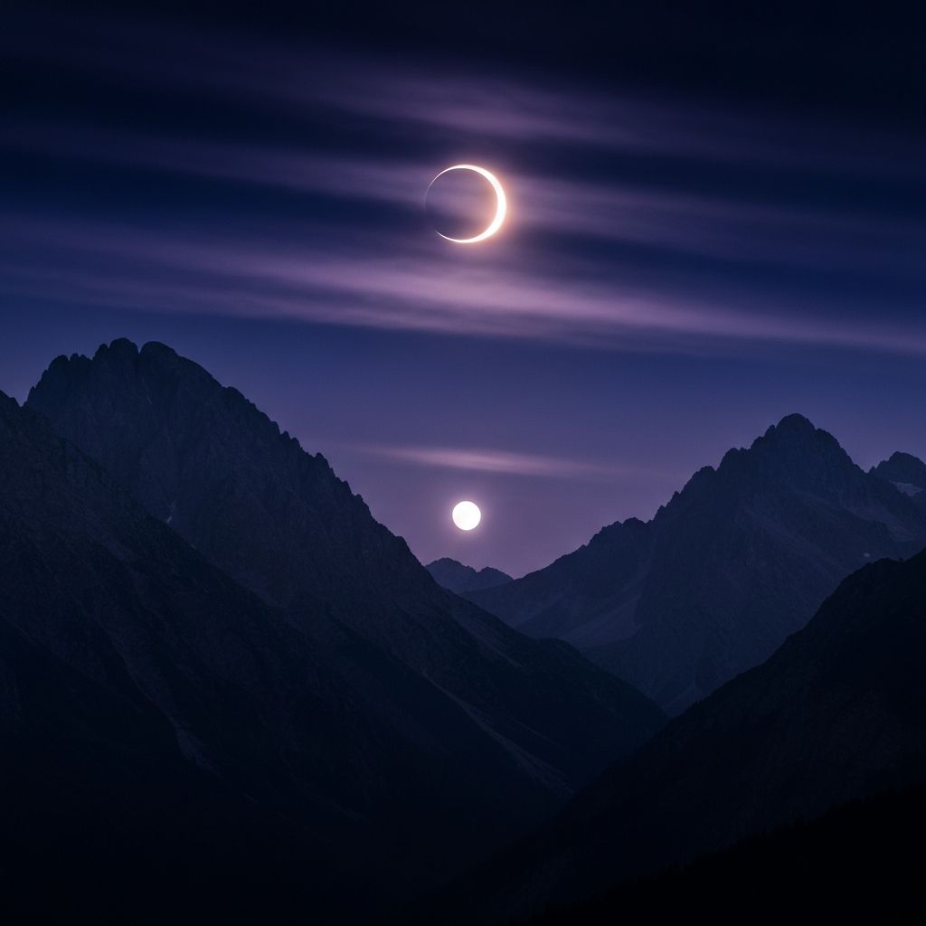 Eclipse over mountains